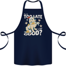 Funny Christmas Dog Too Late to Be Good Cotton Apron 100% Organic Navy Blue