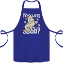 Funny Christmas Dog Too Late to Be Good Cotton Apron 100% Organic Royal Blue