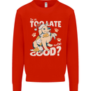 Funny Christmas Dog Too Late to Be Good Kids Sweatshirt Jumper Bright Red