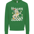 Funny Christmas Dog Too Late to Be Good Kids Sweatshirt Jumper Irish Green