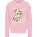 Funny Christmas Dog Too Late to Be Good Kids Sweatshirt Jumper Light Pink