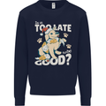 Funny Christmas Dog Too Late to Be Good Kids Sweatshirt Jumper Navy Blue