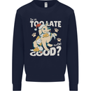 Funny Christmas Dog Too Late to Be Good Kids Sweatshirt Jumper Navy Blue