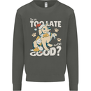Funny Christmas Dog Too Late to Be Good Kids Sweatshirt Jumper Storm Grey