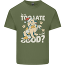 Funny Christmas Dog Too Late to Be Good Mens Cotton T-Shirt Tee Top Military Green