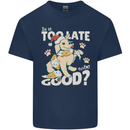 Funny Christmas Dog Too Late to Be Good Mens Cotton T-Shirt Tee Top Navy Blue