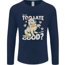 Funny Christmas Dog Too Late to Be Good Mens Long Sleeve T-Shirt Navy Blue