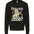 Funny Christmas Dog Too Late to Be Good Mens Sweatshirt Jumper Black
