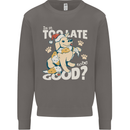 Funny Christmas Dog Too Late to Be Good Mens Sweatshirt Jumper Charcoal