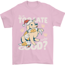 Funny Christmas Dog Too Late to Be Good Mens T-Shirt 100% Cotton Light Pink