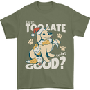 Funny Christmas Dog Too Late to Be Good Mens T-Shirt 100% Cotton Military Green