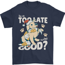 Funny Christmas Dog Too Late to Be Good Mens T-Shirt 100% Cotton Navy Blue