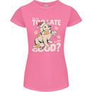 Funny Christmas Dog Too Late to Be Good Womens Petite Cut T-Shirt Azalea