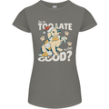 Funny Christmas Dog Too Late to Be Good Womens Petite Cut T-Shirt Charcoal