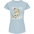 Funny Christmas Dog Too Late to Be Good Womens Petite Cut T-Shirt Light Blue