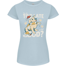Funny Christmas Dog Too Late to Be Good Womens Petite Cut T-Shirt Light Blue