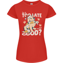 Funny Christmas Dog Too Late to Be Good Womens Petite Cut T-Shirt Red
