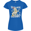Funny Christmas Dog Too Late to Be Good Womens Petite Cut T-Shirt Royal Blue