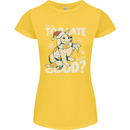 Funny Christmas Dog Too Late to Be Good Womens Petite Cut T-Shirt Yellow