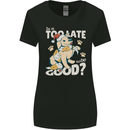 Funny Christmas Dog Too Late to Be Good Womens Wider Cut T-Shirt Black