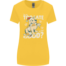 Funny Christmas Dog Too Late to Be Good Womens Wider Cut T-Shirt Yellow