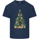 Funny Christmas Donut Tree Xmas Mens Cotton T-Shirt Tee Top Navy Blue