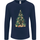 Funny Christmas Donut Tree Xmas Mens Long Sleeve T-Shirt Navy Blue