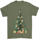 Funny Christmas Donut Tree Xmas Mens T-Shirt 100% Cotton Military Green