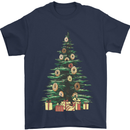 Funny Christmas Donut Tree Xmas Mens T-Shirt 100% Cotton Navy Blue