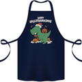 Funny Christmas Halloween Thanksgiving T-Rex Cotton Apron 100% Organic Navy Blue