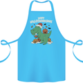 Funny Christmas Halloween Thanksgiving T-Rex Cotton Apron 100% Organic Turquoise