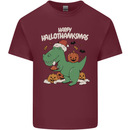 Funny Christmas Halloween Thanksgiving T-Rex Mens Cotton T-Shirt Tee Top Maroon