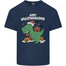 Funny Christmas Halloween Thanksgiving T-Rex Mens Cotton T-Shirt Tee Top Navy Blue