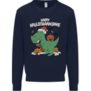 Funny Christmas Halloween Thanksgiving T-Rex Mens Sweatshirt Jumper Navy Blue