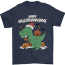 Funny Christmas Halloween Thanksgiving T-Rex Mens T-Shirt 100% Cotton Navy Blue