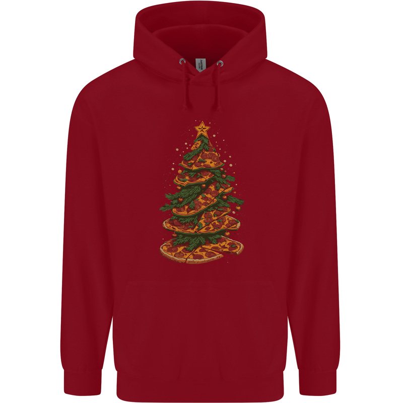 Funny Christmas Pizza Tree Xmas Food Childrens Kids Hoodie Red
