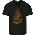 Funny Christmas Pizza Tree Xmas Food Mens V-Neck Cotton T-Shirt Black