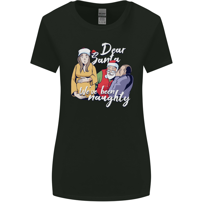 Funny Christmas Pregnancy Xmas Pregnant Xmas Womens Wider Cut T-Shirt Black