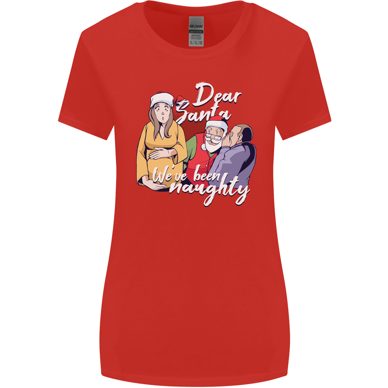 Funny Christmas Pregnancy Xmas Pregnant Xmas Womens Wider Cut T-Shirt Red