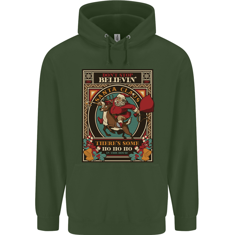 Funny Christmas Santa Clause Offensive Childrens Kids Hoodie Forest Green