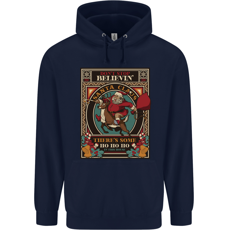 Funny Christmas Santa Clause Offensive Childrens Kids Hoodie Navy Blue