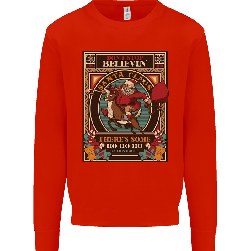 Funny Christmas Santa Clause Offensive Kids Sweatshirt Jumper Bright Red