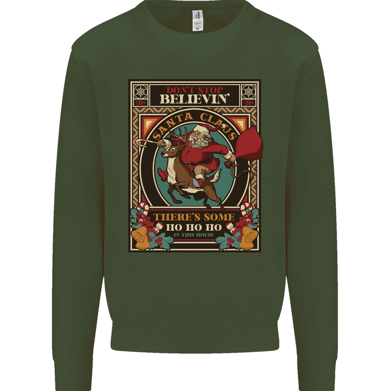 Funny Christmas Santa Clause Offensive Kids Sweatshirt Jumper Forest Green