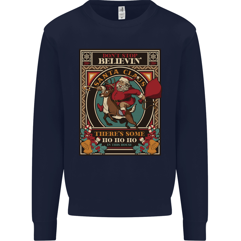 Funny Christmas Santa Clause Offensive Kids Sweatshirt Jumper Navy Blue