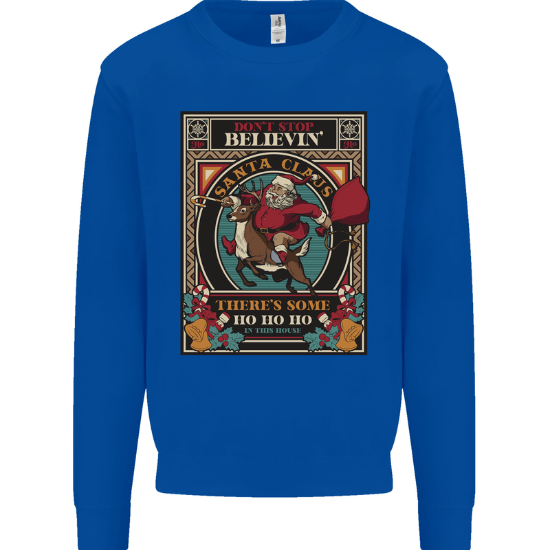 Funny Christmas Santa Clause Offensive Kids Sweatshirt Jumper Royal Blue