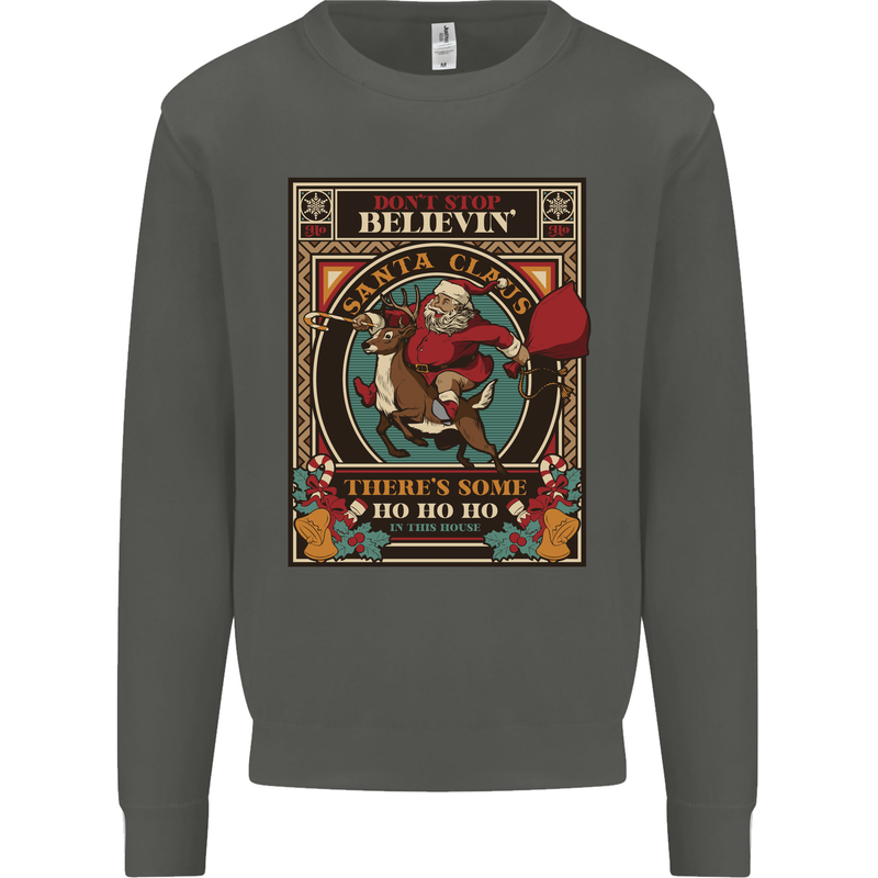 Funny Christmas Santa Clause Offensive Kids Sweatshirt Jumper Storm Grey