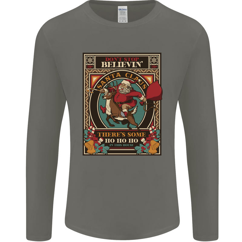 Funny Christmas Santa Clause Offensive Mens Long Sleeve T-Shirt Charcoal