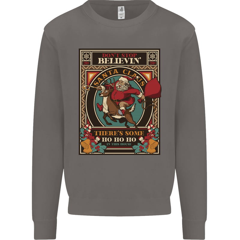 Funny Christmas Santa Clause Offensive Mens Sweatshirt Jumper Charcoal