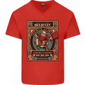 Funny Christmas Santa Clause Offensive Mens V-Neck Cotton T-Shirt Red