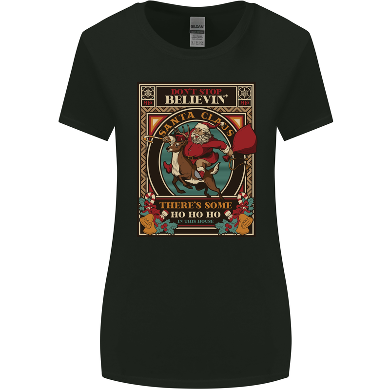 Funny Christmas Santa Clause Offensive Womens Wider Cut T-Shirt Black